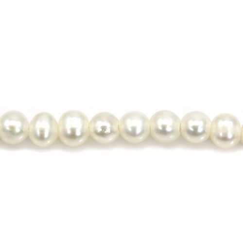Perles de culture d'eau douce, blanche, semi-ronde 3mm x 40cm