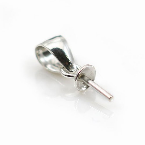 Bail for half-drilled pearls, Rhodium-plated 925 Silver 12mm X 1PC