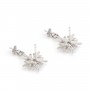 Clous d'oreilles flocon de neige pour semi percé 11x18mm - oxyde zirconium & Argent 925 rhodié x 2pcs