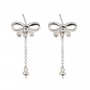 Clous d'oreilles noeud papillon pour semi percée 12x27mm - oxyde zirconium & Argent 925 rhodié x 2pcs