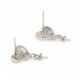 Clous d'oreilles coeur pour semi percée 8x15mm - oxyde zirconium & Argent 925 rhodié x 2pcs