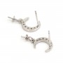 Pendientes de luna para orejas semi perforadas 7x16mm - circonita cúbica y Plata 925 x 2uds.