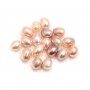 Pérola de água doce cultivada, oval, roxa, 6-6.5mm x 2pcs