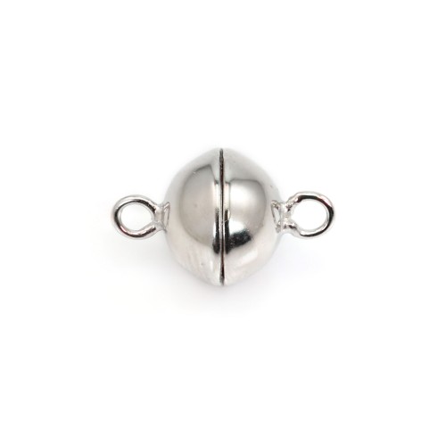 Fermoir aimanté rond en argent 925 rhodié 8mm x 1pc