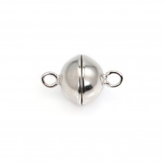 Fermoir aimanté rond en argent 925 rhodié 8mm x 1pc