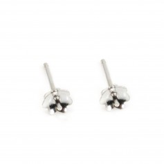 Clous d'oreilles coupelle fleur pour semi percée 4.5mm - Argent 925 x 4pcs