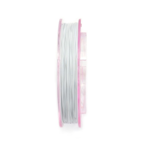 Fil câblé acier 7 brins gainé nylon blanc 0.4mm x 100m