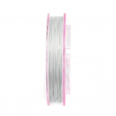 Fil câblé acier 7 brins gainé nylon argent clair 0.4mm x 100m