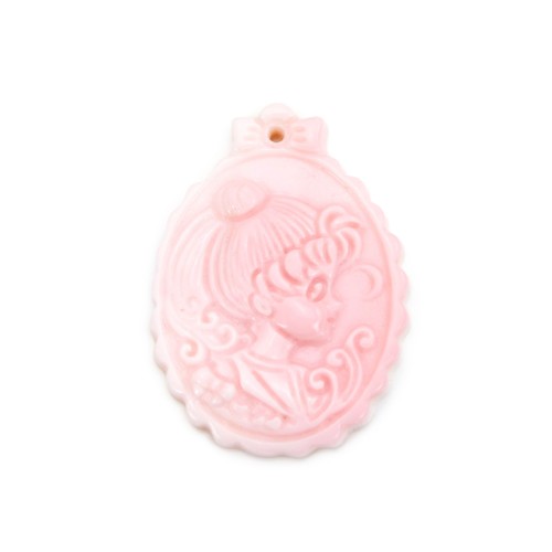 Anhänger Lambi rosa Mädchen geschnitzt 24x32mm x 1 Stück