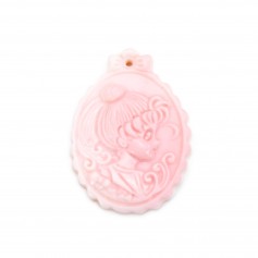 Pingente de Lambi rosa esculpido para menina 24x32mm x 1 unidade