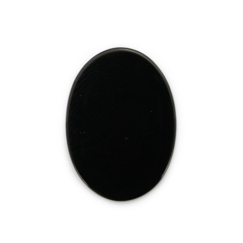 Ónix negro cabujón ovalado plano de 13x18mm x 1 pieza.