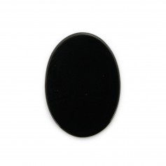 Cabochon Onyx noir ovale plat 13x18mm x 1pc