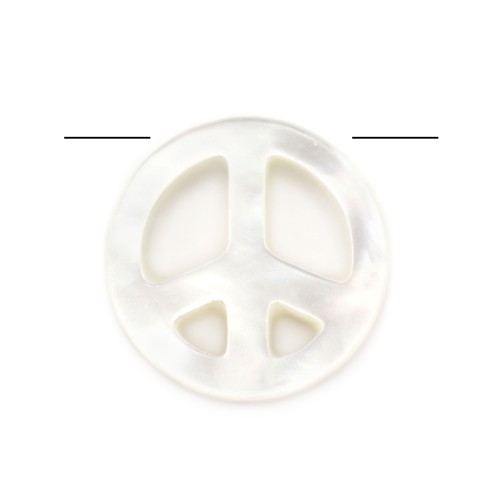 Nacre blanche peace and love 10mm x 1pc