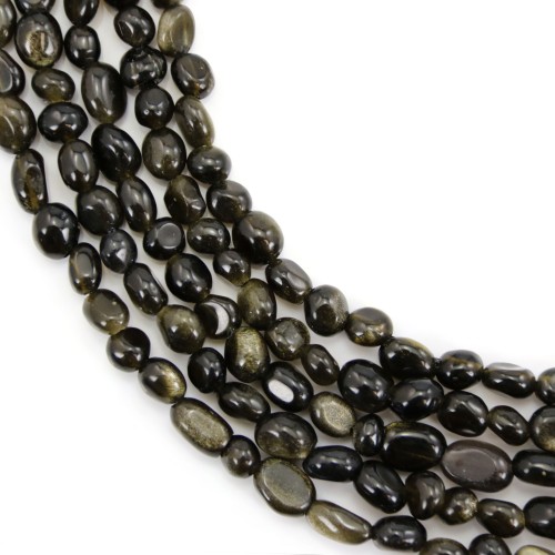 Baroque obsidian nugget 4-5mm x 39cm