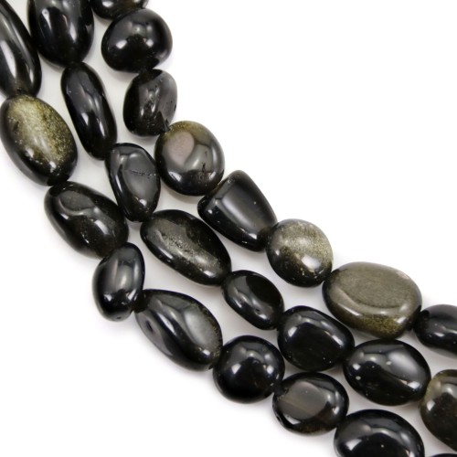 Baroque obsidian nugget 6-8mm x 40cm