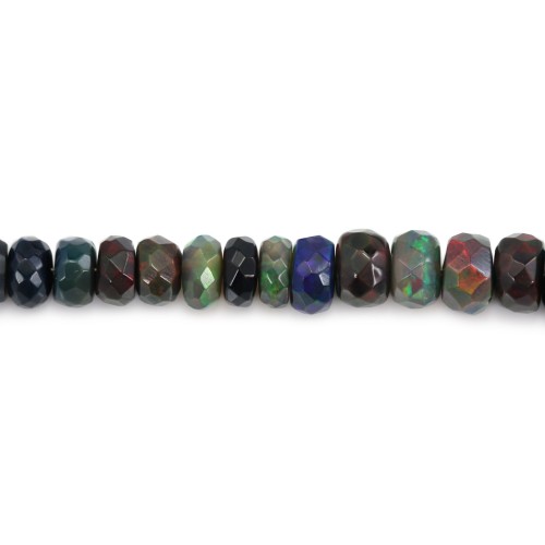 Ethiopian black opal treated faceted rondelle graduated 3.5-5.5mm x 40cm