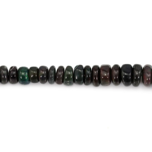 Opale éthiopienne noire traitée rondelle dégradé 3-5.5mm x 40cm
