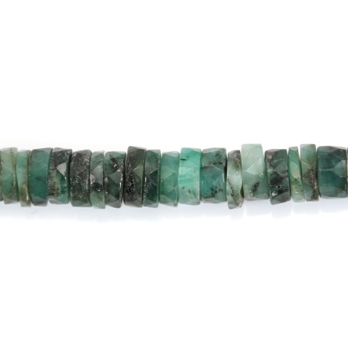Faceted round emerald heishi beads 5-6mm x 40cm