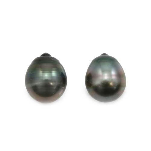 Tahitian cultured pearl, drop shape, 11-12mm x 2pcs