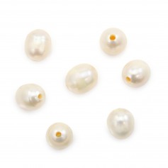 Perle de culture d'eau douce, blanche, olive, 10-11mm x 1pc