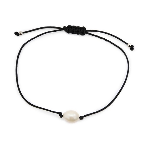 White Freshwater Cultured Pearl Bracelet - Adjustable Cord x 1pc