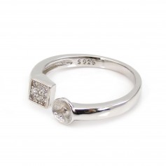 Anello regolabile con pavé quadrato per semi percée - zircone cubico e Argento 925 rodio x 1 pezzo