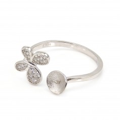 Anello regolabile farfalla per semi percée - zircone cubico & Argento 925 rodio x 1pc