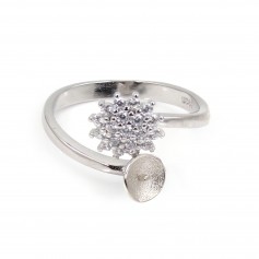 Anillo ajustable Dhalia para semi percée - circonita cúbica y Plata 925 rodinada x 1ud.