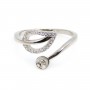 Verstellbarer Blatt-Ring für halb durchbohrt - Zirkonia & Rhodiniertes Silber 925 x 1 Stück