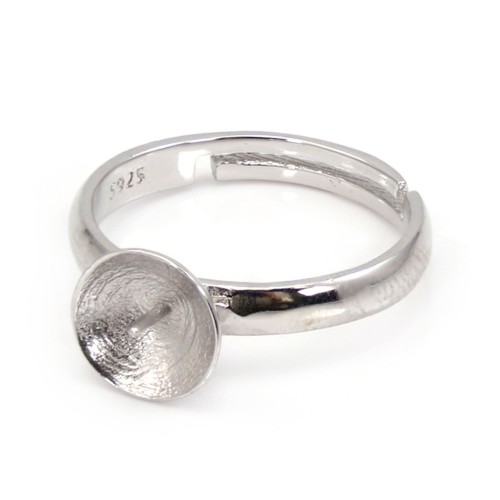 Verstellbarer Ring für halbdurchbohrt - Rhodiniertes Silber x 1 Stück