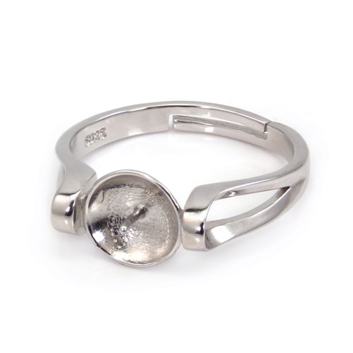 Anello regolabile stilizzato per semi percée - Argento 925 rodio x 1pc