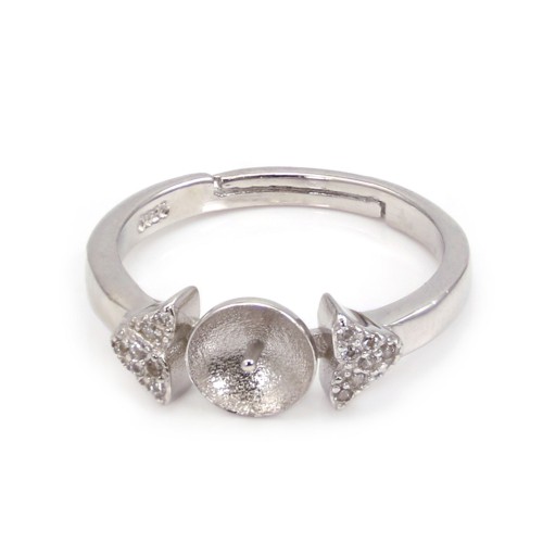 Verstellbarer Walfischschwanz-Ring für halb durchbohrte Ohren - Zirkonia & Rhodium-925-Silber x 1 Stück