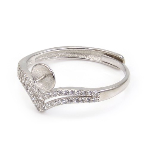 Verstellbarer Diadem-Ring für semi durchbohrt - Zirkonia & Rhodiniertes Silber 925 x 1 Stück