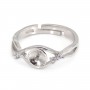 Bague réglable enlacé pour semi percé - oxyde zirconium & Argent 925 rhodié x 1pc