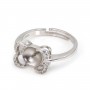 Bague réglable strass pour semi percé - oxyde zirconium & Argent 925 rhodié x 1pc