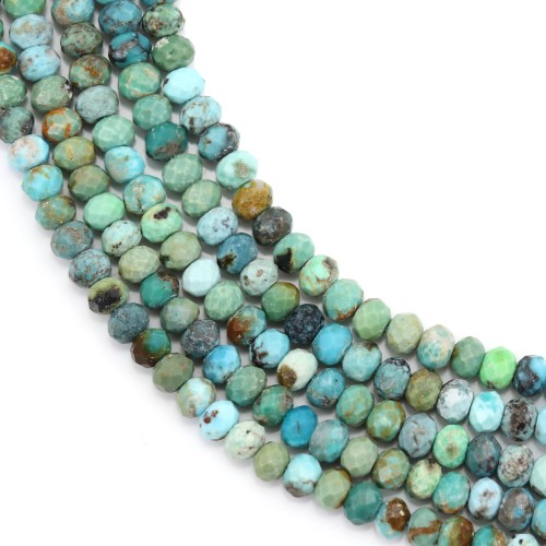 Turquoise naturelle rondelle facette 2x3mm x 38cm