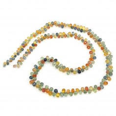 Safira multicolorida em forma de briolette facetada, tamanho degradê x 44cm (unidades)