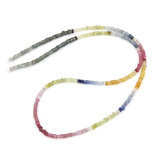 Saffiro multicolore sfaccettato a rondella degradato 2.5-3mm x 45cm