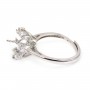 Bague réglable couronne pour semi percé - oxyde zirconium & Argent 925 rhodié x 1pc