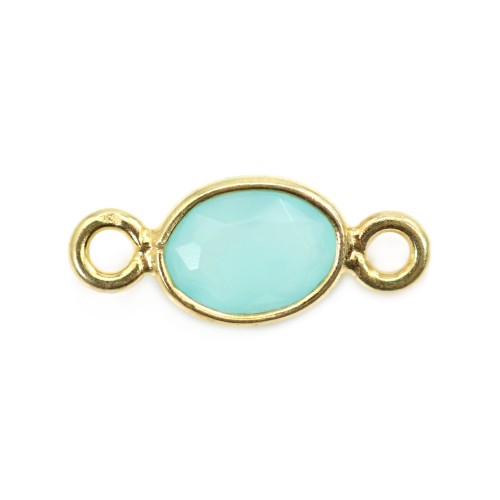 Intercalaire Calcédoine oval facetada engastada en plata 925 chapada en oro fino 7x15mm x1ud