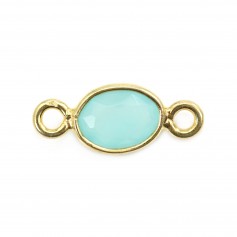 Intercalaire Calcédoine ovale facettée serti argent 925 doré à l'or fin 7x15mm x1pc