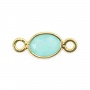 Intercalaire Calcédoine oval facetada engastada em prata 925 dourada a ouro fino 7x15mm x1pc