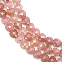 Cuarzo Fresa corazón facetado 8mm x 38cm