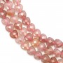 Quartz Fraise coeur facetté 8mm x 38cm