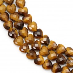 Oeil de Tigre coeur facetté 8mm x 38cm