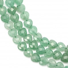 Quartz Aventurine (Green Strawberry) faceted heart 8mm x 38cm