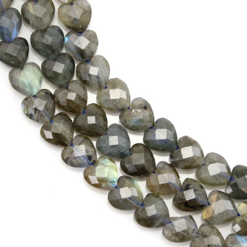 Labradorite faceted heart 8mm x 38cm