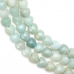 Faceted Amazonite heart 8mm x 38cm
