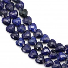 Lapislazuli gefärbt, facettiertes Herz, 8mm x 38cm.