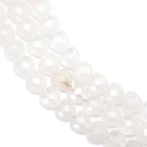 Faceted rock crystal heart 8mm x 38cm